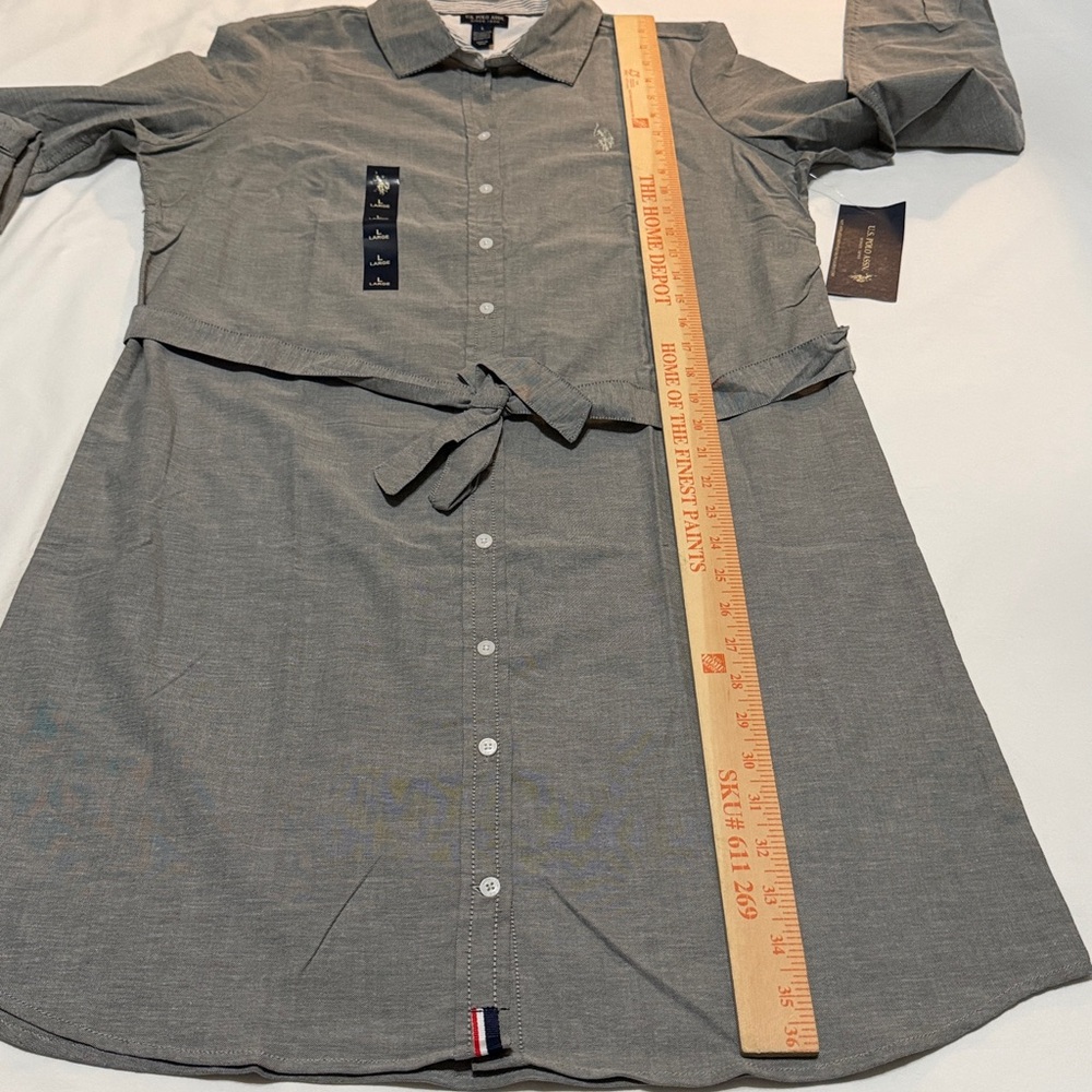 U.S. Polo Assn. Gray Button Down Shirt Long-sleeved dress L NWT - Picture 7 of 7